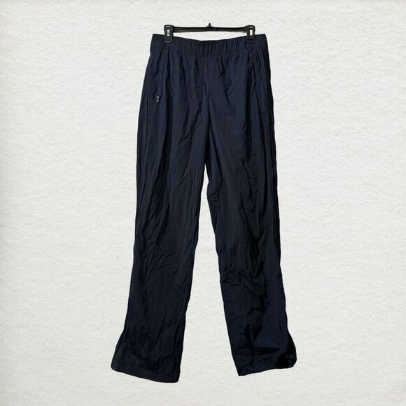 Athleta Navy Nylon Stretch Track Pants M | Zip Pockets Hiking Travel Gorpcore - Picture 2 of 9